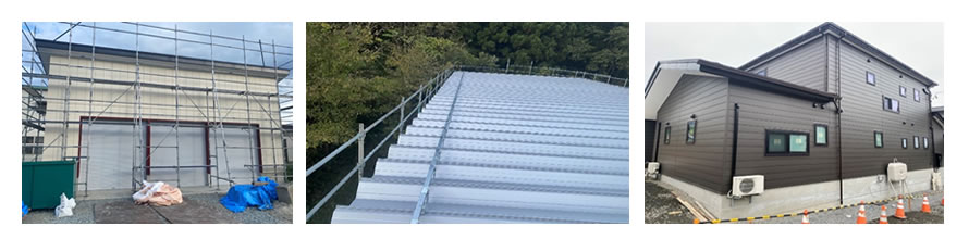 新築工事の屋根・雨樋・外壁工事